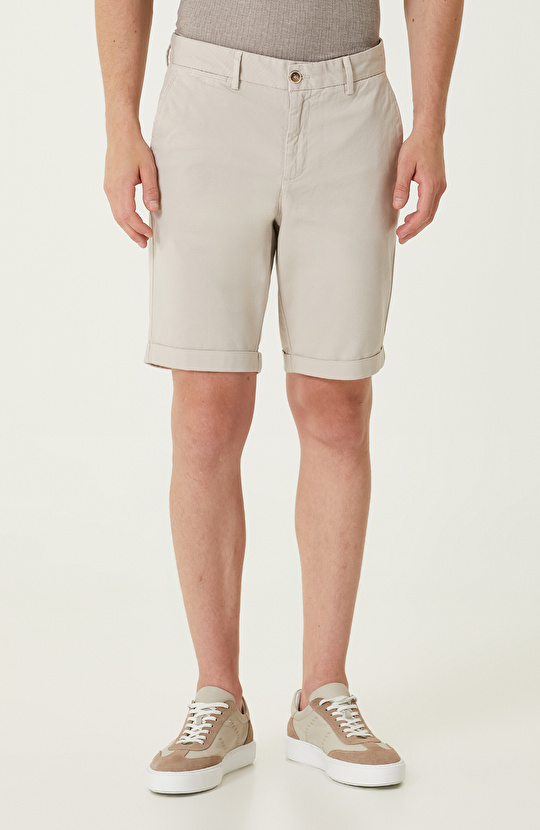 Taş Rengi Duble Paça Şort