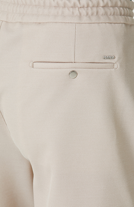 Bej Duble Paça Örme Şort