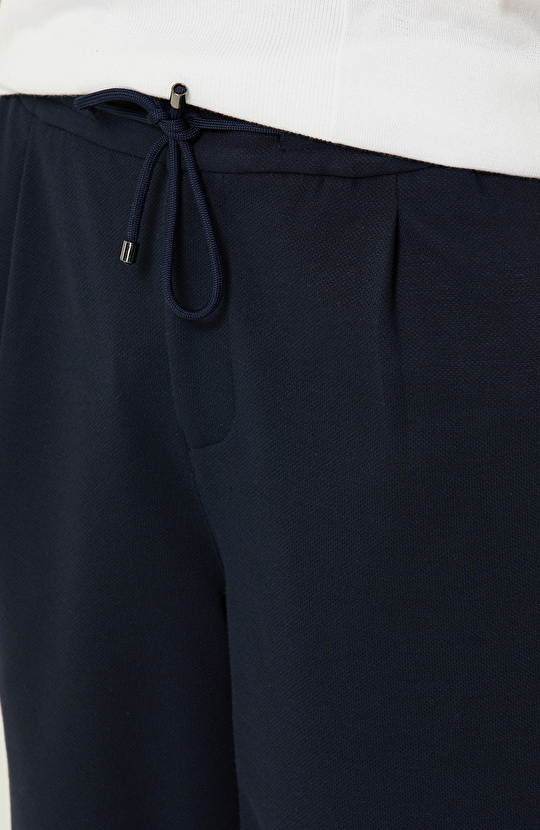 Lacivert Duble Paça Örme Şort