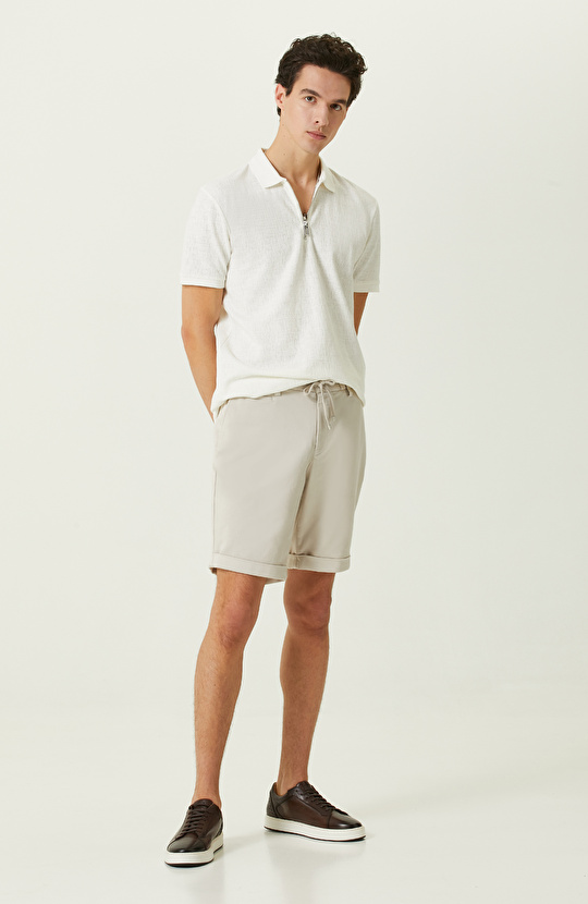 Bej Duble Paça Şort