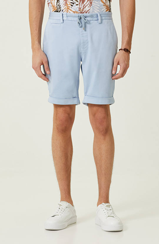 Mavi Duble Paça Şort