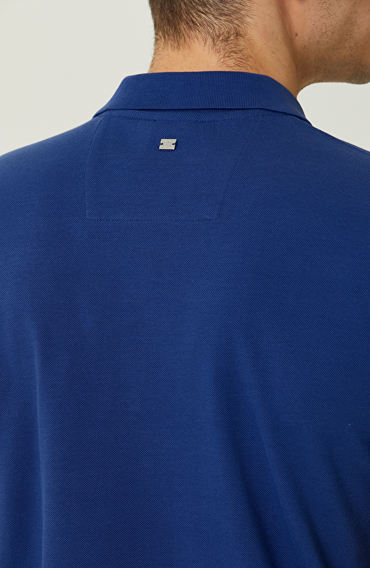 Saks Mavisi Garnili Polo Yaka T-Shirt