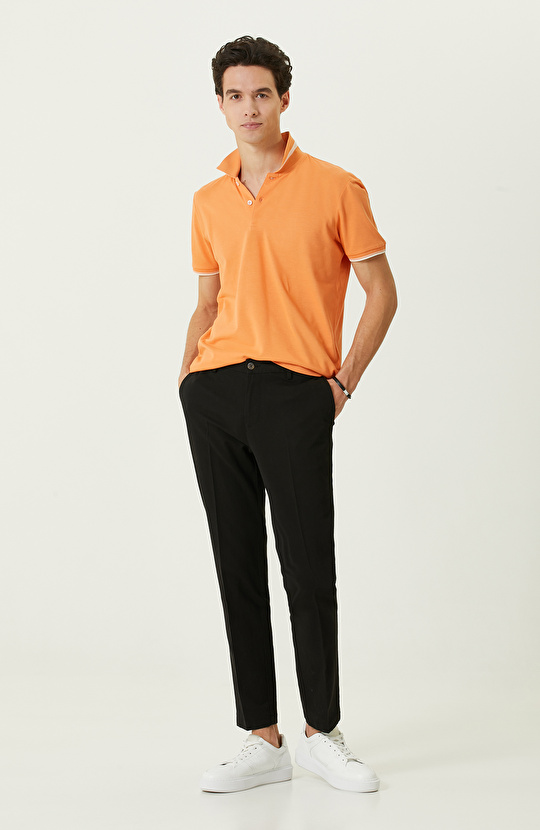 Turuncu Polo Yaka Pamuklu T-Shirt