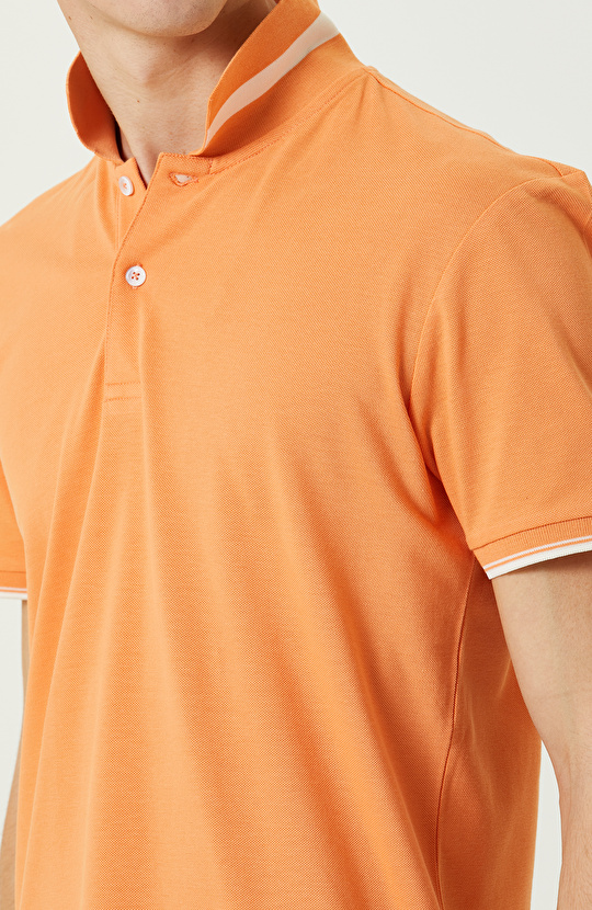 Turuncu Polo Yaka Pamuklu T-Shirt