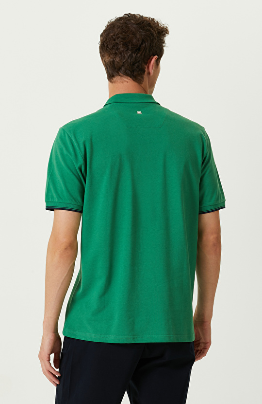 Yeşil Polo Yaka Pamuklu T-Shirt