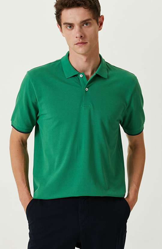 Yeşil Polo Yaka Pamuklu T-Shirt