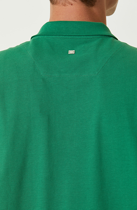 Yeşil Polo Yaka Pamuklu T-Shirt