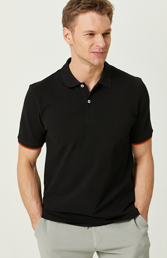 Siyah Kısa Kollu Polo Yaka T-shirt