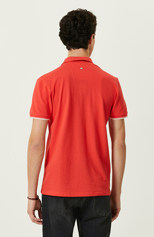 Nar Çiçeği Polo Yaka Pamuklu T-Shirt