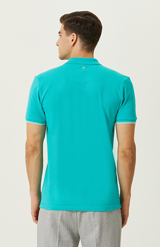 Mint Yeşili Polo Yaka Pamuklu T-Shirt