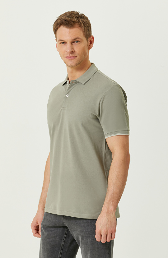 Haki Kısa Kollu Polo Yaka T-shirt
