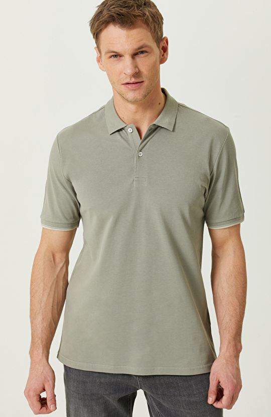 Haki Kısa Kollu Polo Yaka T-shirt
