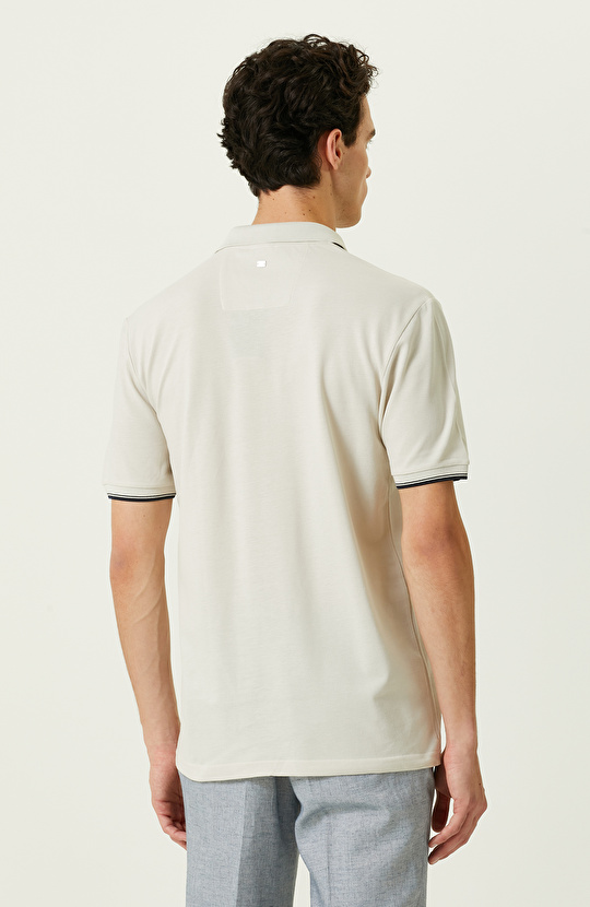Taş Rengi Polo Yaka Pamuklu T-Shirt