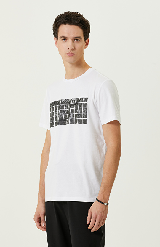 Beyaz Baskılı %100 Pamuklu  T-shirt