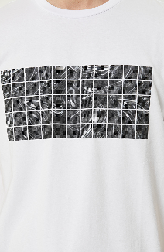 Beyaz Baskılı %100 Pamuklu  T-shirt