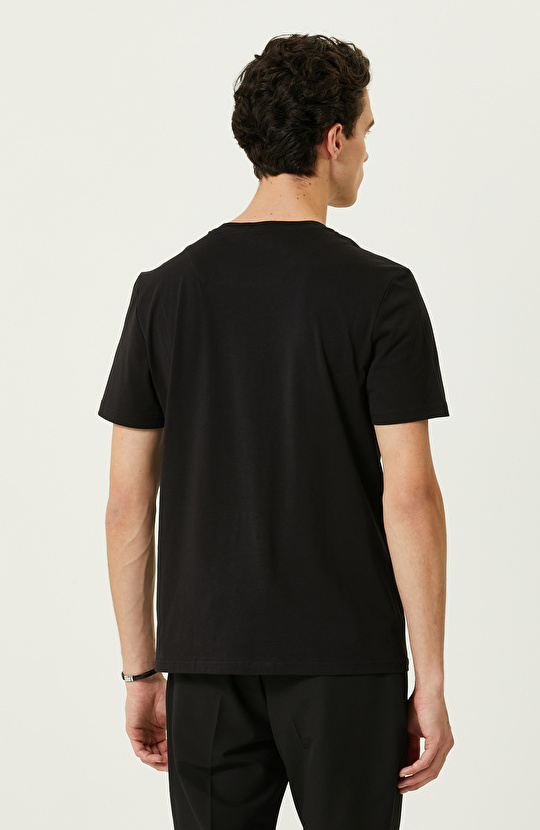 N-Tech Siyah Baskılı Bisiklet Yaka  T-shirt