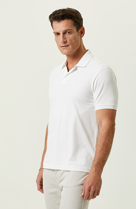 Beyaz Polo Yaka T-Shirt
