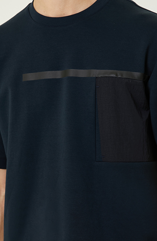 N-Tech Lacivert Bisiklet Yaka  T-shirt