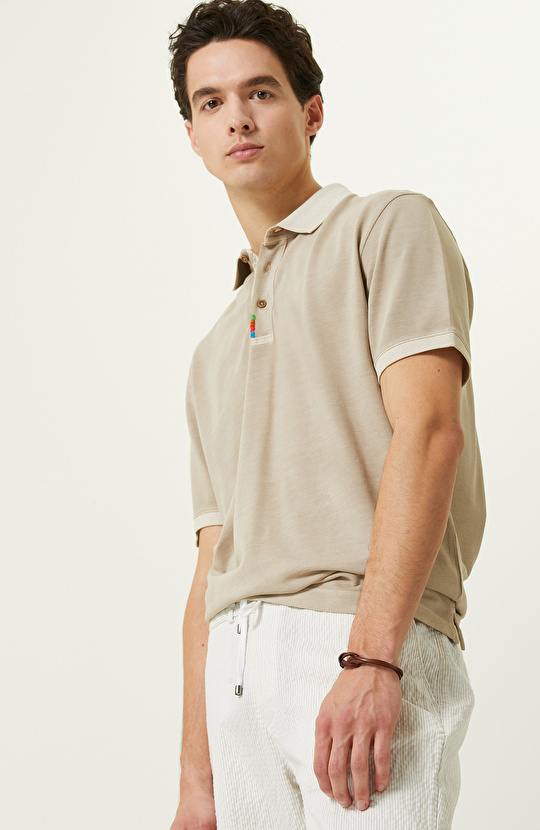 Taş Rengi Polo Yaka T-Shirt