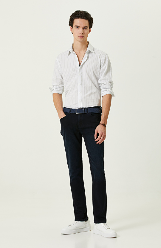 Koyu Lacivert 5 Cepli Denim Pantolon Koyu Lacivert 5 Cepli Denim Pantolon