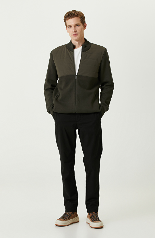 Haki Dik Yaka Triko Mont