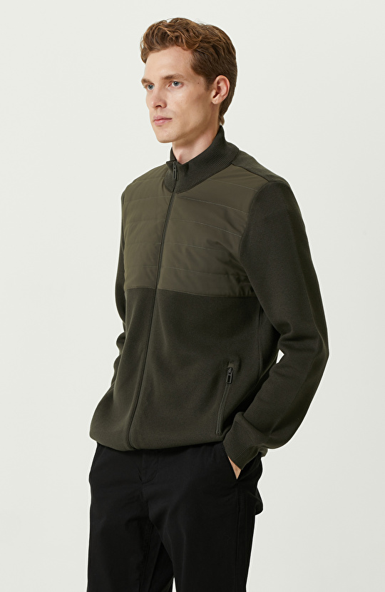 Haki Dik Yaka Triko Mont