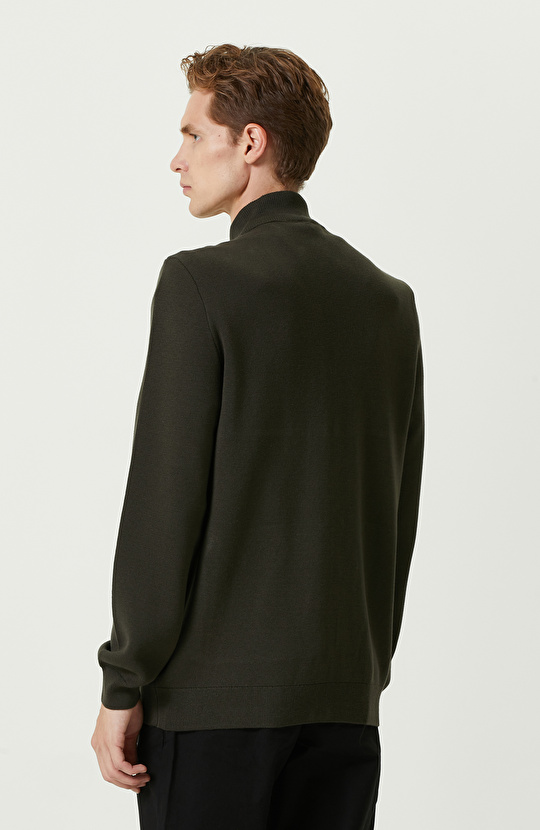 Haki Dik Yaka Triko Mont