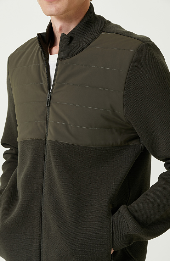 Haki Dik Yaka Triko Mont