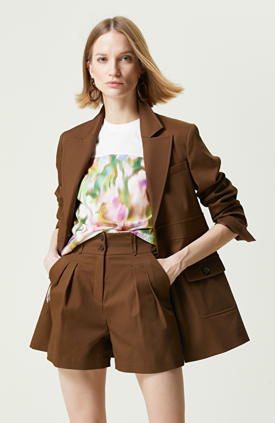 Kahverengi 3 Düğmeli Blazer Ceket