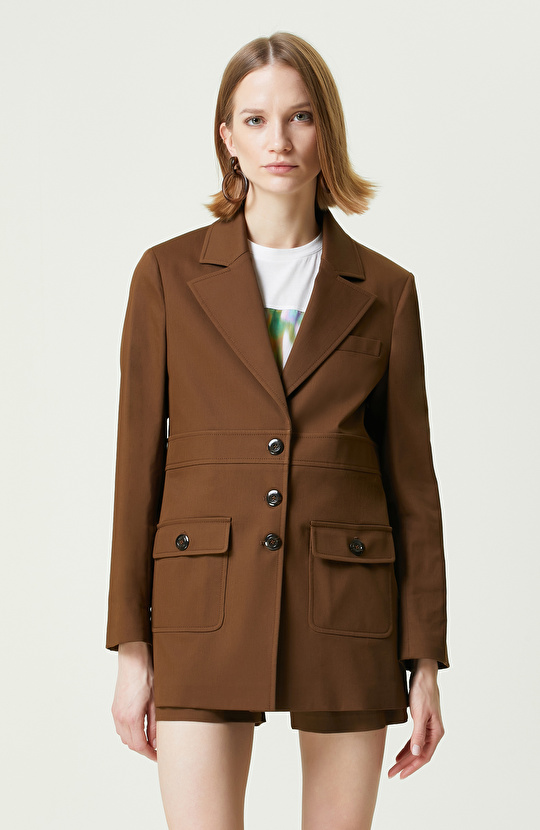 Kahverengi 3 Düğmeli Blazer Ceket