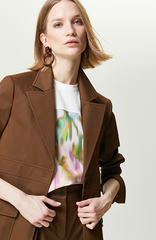 Kahverengi 3 Düğmeli Blazer Ceket