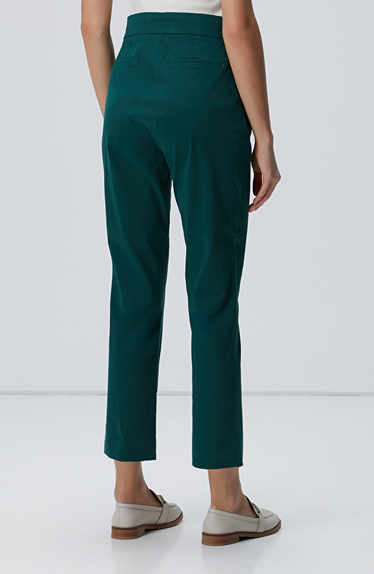 Yeşil Yüksek Bel Dar Paça Pantolon