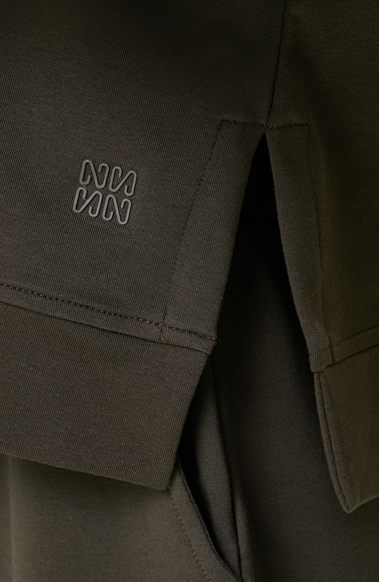 Haki Kısa Kollu Bisiklet Yaka Sweatshirt
