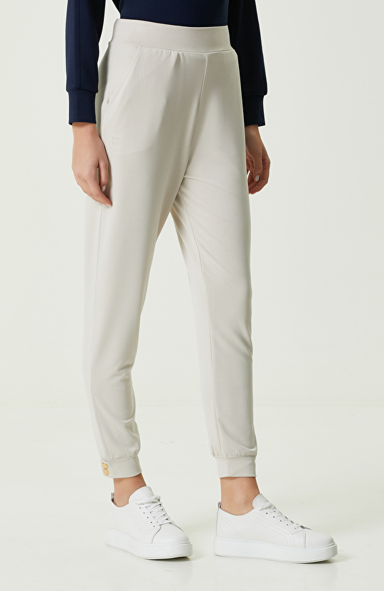 Taş Rengi Lastikli Eşofman Altı