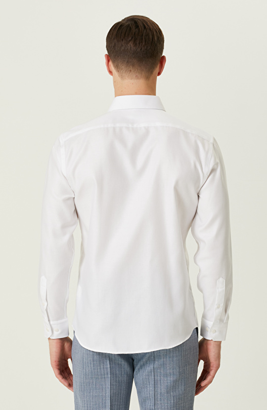 Beyaz Non-Iron Diyagonal Gömlek