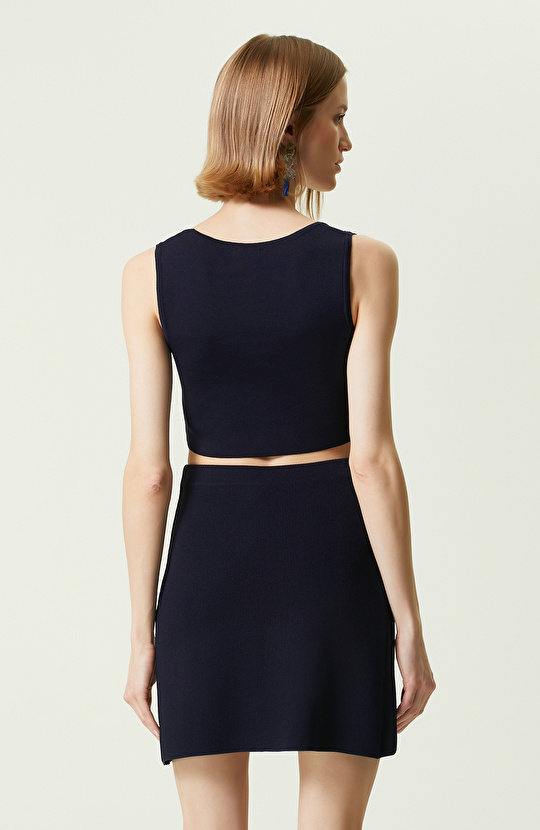 Lacivert Askılı Kare Yaka Büstiyer