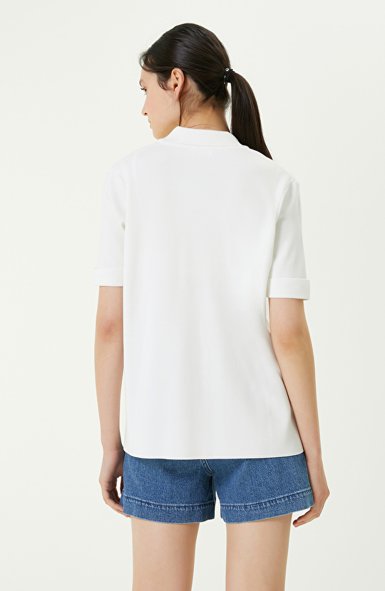 Kısa Kollu Triko Beyaz Ceket