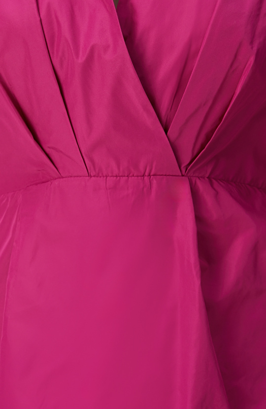 Fuşya Uzun Kollu Gömlek Yaka Elbise