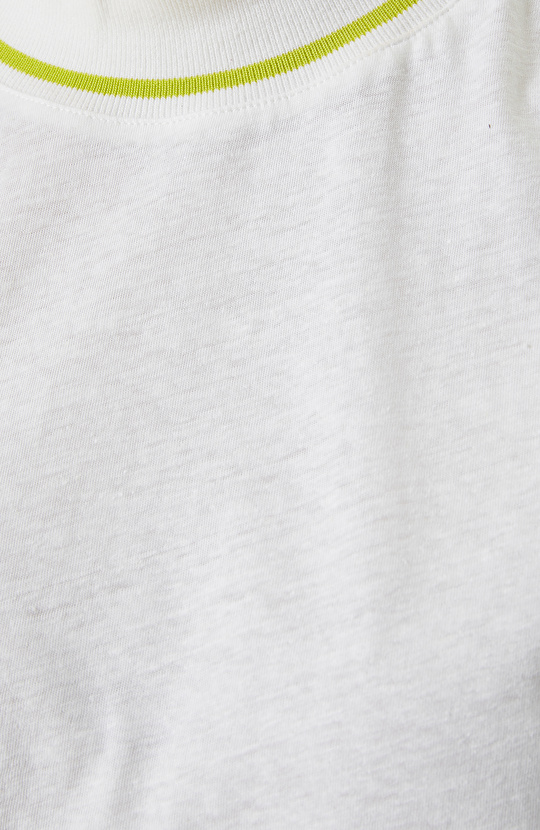 Kırık Beyaz Ribana Yakalı T-Shirt