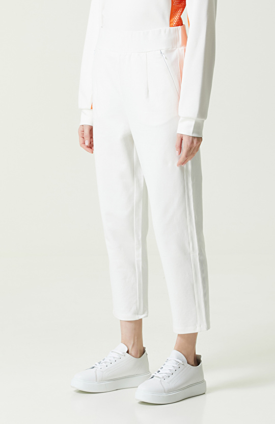 N-Tech Ekru Düz Paça Yan Cep Fermuarlı Eşofman Altı