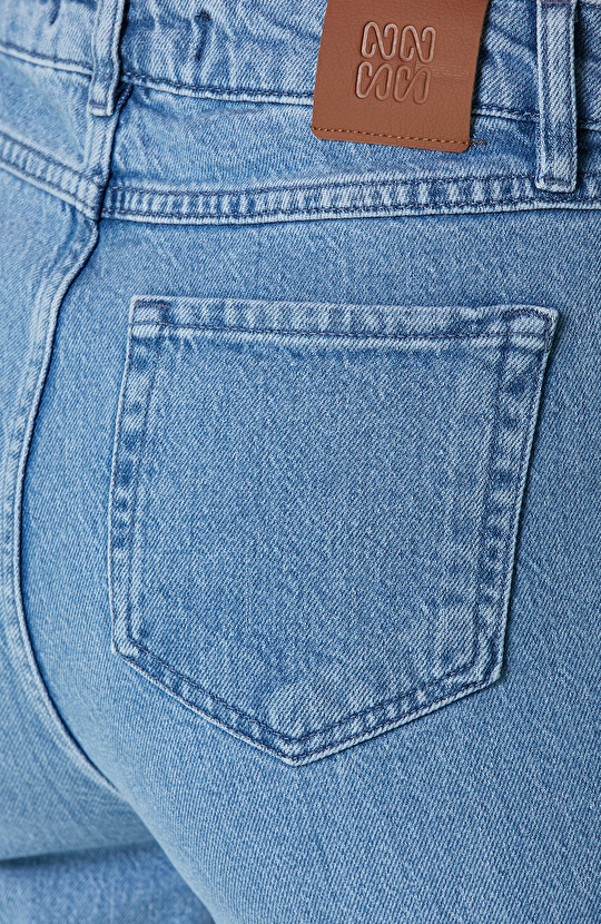 Açık İndigo Yüksek Bel Denim Pantolon