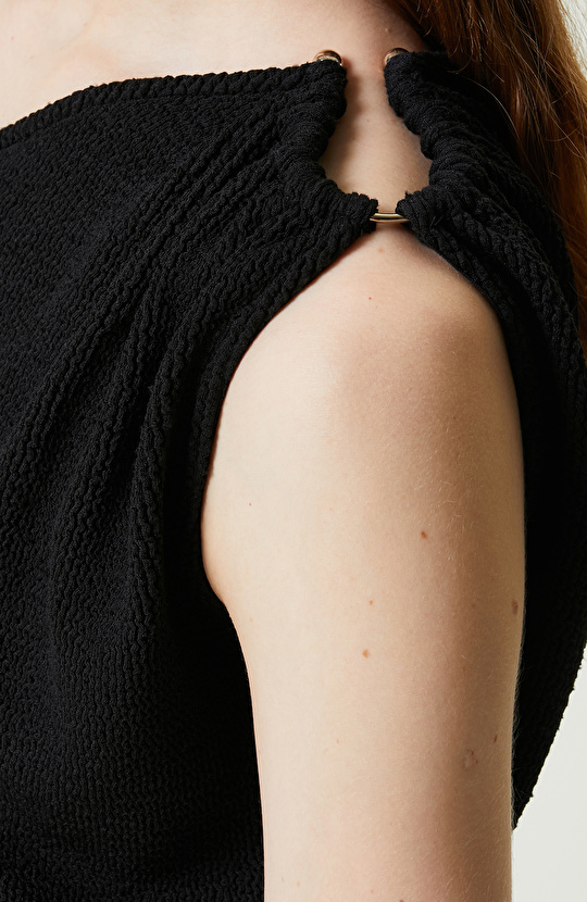 Siyah Kolsuz Tek Omuz Bluz