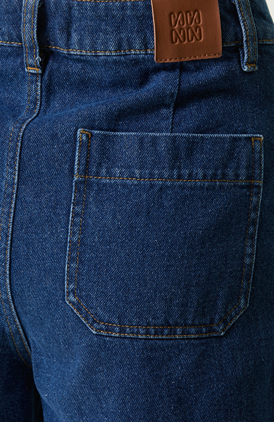 İndigo Düz Paça Denim Şort