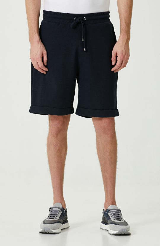 Lacivert Duble Paça Şort