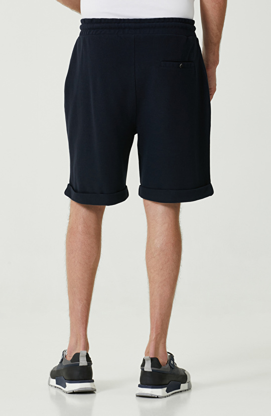 Lacivert Duble Paça Şort