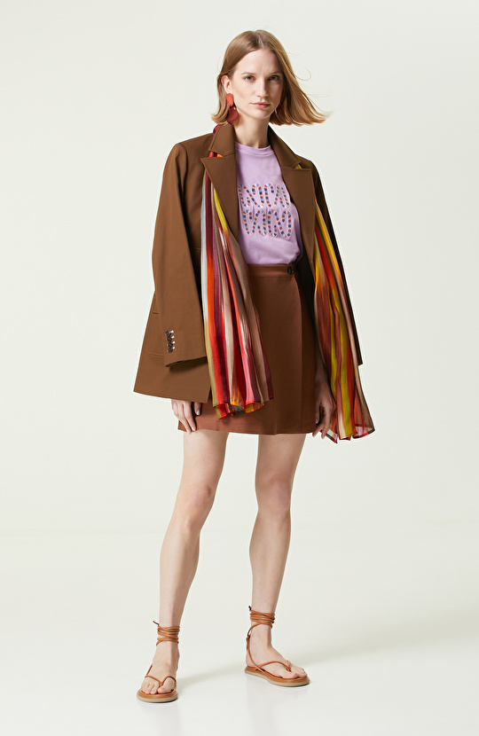 Pembe Bisiklet Yaka Penye T-Shirt