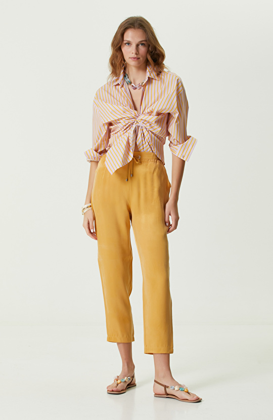 Turuncu Çizgili Oversize Gömlek