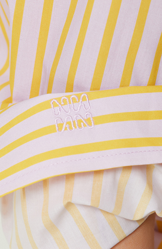 Turuncu Çizgili Oversize Gömlek