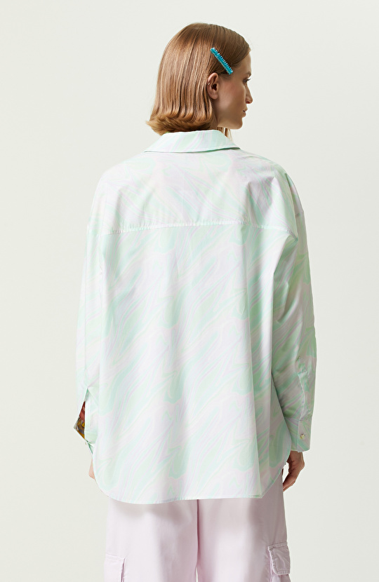 Yeşil Pembe Desenli Gömlek