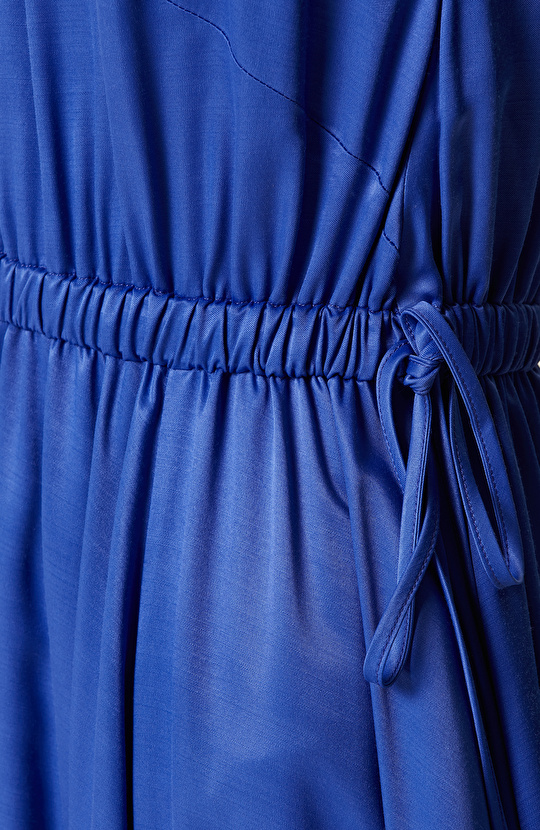 Saks Mavisi Askılı Triko Elbise